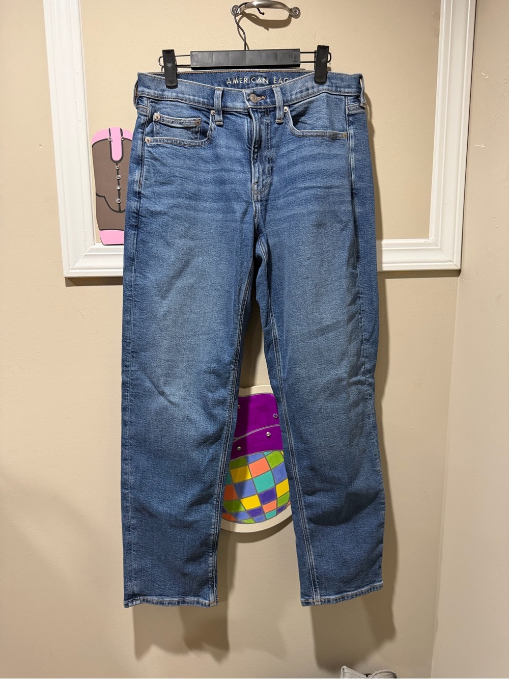 American Eagle Outfitters Men's Slim Straight Jeans - Medium Blue Wash